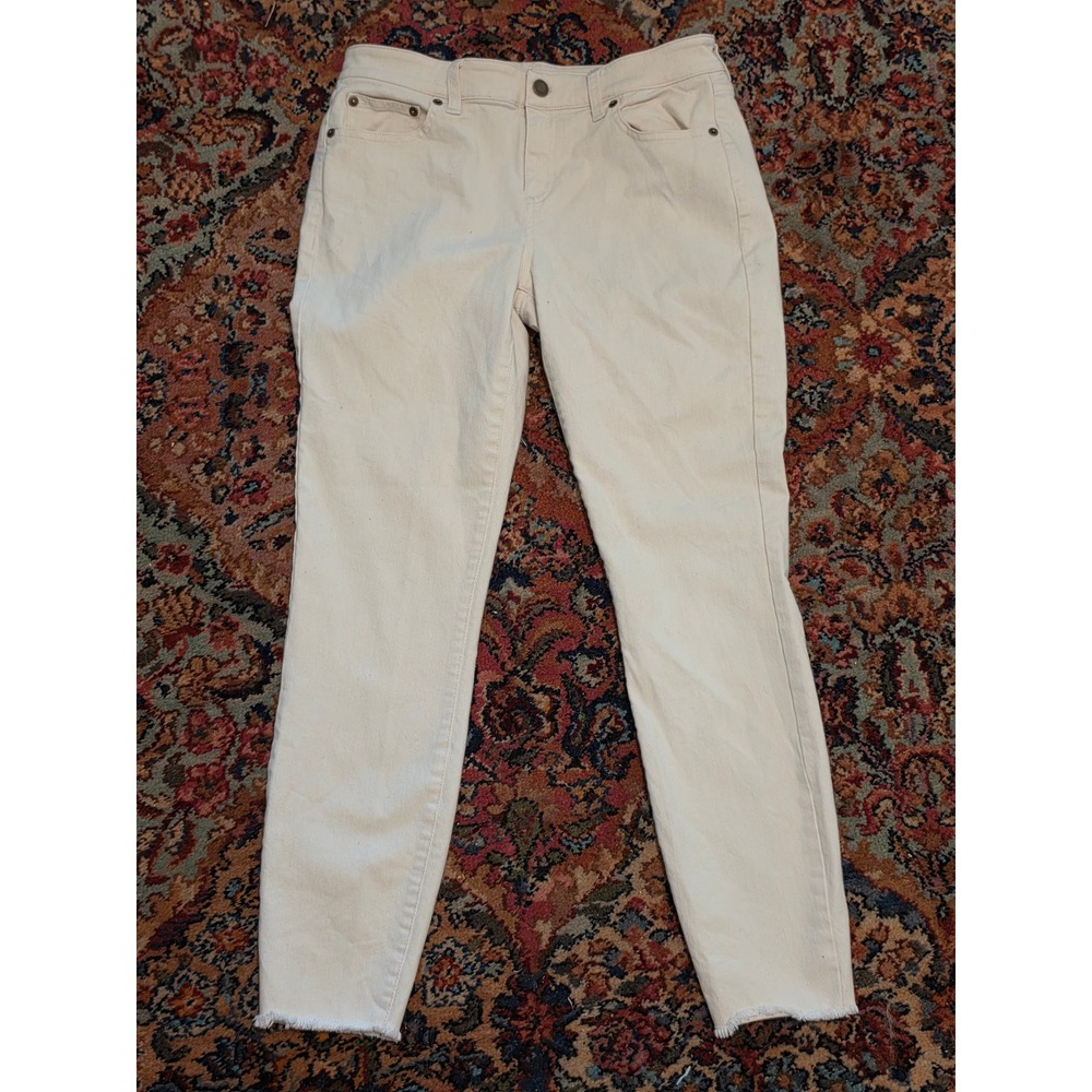 Vineyard Vines Womens White Raw Hem Denim Jeans Size 8 Preppy Coastal Whale Logo